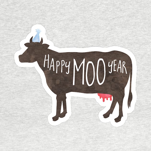 Happy Moo Year - New Year's funny, joke, pun, gift by Shana Russell